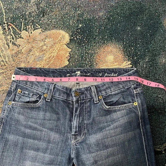 7 For All Mankind A Pocket Wide Leg Jeans Women’s 28×30 Dark Wash Relaxed Y2K - Picture 14 of 16